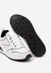 Biało-Czarne Sneakersy przed Kostkę z Ekoskóry na Płaskiej Podeszwie Typu Air Faloen