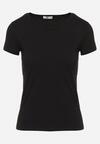Czarny Bawełniany T-shirt Koszulka z Krótkim Rękawem Wemina