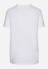 Biały Bawełniany T-shirt z Ozdobnym Nadrukiem Wanestra