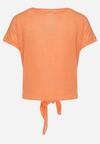 Pomarańczowy Klasyczny T-shirt  Wiązany na Dole z Cyrkoniami Efigga