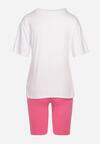Różowo-Biały   Komplet  z T-shirtem i Szortami Typu Kolarki Tiimavee