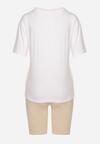 Beżowo-Biały Komplet  z T-shirtem i Szortami Typu Kolarki Tiimavee