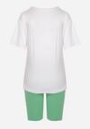 Zielono-Biały Komplet T-shirt z Nadrukiem i Kolarki z Wysokim Stanem Jannesca