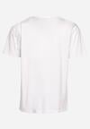 Biały Klasyczny T-shirt z Bawełny z Dużym Nadrukiem Gunelia