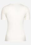Biały Bawełniany T-shirt Koszulka z Krótkim Rękawem Ozdobiona Nadrukiem i Cyrkoniami Codara