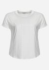 Biały T-shirt Koszulka z Krótkim Rękawem o Ażurowym Wykończeniu Meaara
