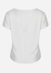 Biały T-shirt Koszulka z Krótkim Rękawem o Ażurowym Wykończeniu Meaara
