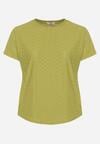 Zielony T-shirt Koszulka z Krótkim Rękawem o Ażurowym Wykończeniu Meaara