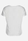 Biały T-shirt Bluzka z Cyrkoniami w Gwiazdki Tleina