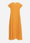 Pomarańczowa Plisowana Sukienka z Krótkim Rękawem Nlea
