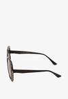 Czarne Duże Okulary Przeciwsłoneczne z Cienkimi Oprawkami i Metalowymi Wstawkami Cleina