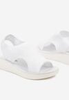 Białe Wsuwane Klasyczne Sandały na Niskim Koturnie Eglemia