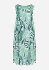 Zielona Trapezowa Sukienka z Wiskozy bez Rękawów Heriana