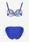 Niebieski Dwuczęściowy Komplet Bikini Biustonosz z Usztywnieniem Majtki Typu Figi Roseria