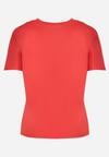 Czerwony T-shirt z Ozdobnym Nadrukiem i Cyrkoniami Moariss