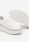 Białe Sneakersy do Kostki na Platformie ze Sznurowaniami Fropia