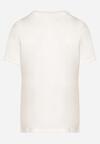 Biały Bawełniany T-shirt z Krótkim Rękawem i Aplikacją w Kształcie Kwiatu z Cyrkoniami Dimantee