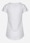 Biały Klasyczny T-shirt z Bawełny Ozdobiony Nadrukiem Getantia