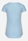 Jasnoniebieski Klasyczny T-shirt z Bawełny Ozdobiony Nadrukiem Getantia