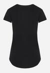 Czarny Klasyczny T-shirt z Bawełny Ozdobiony Nadrukiem Getantia