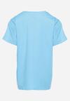 Jasnoniebieska Bawełniana Koszulka T-shirt z Krótkim Rękawem i Nadrukiem Kumnalia