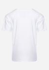 Biała Bawełniana Koszulka T-shirt z Nadrukiem Dinozaura Ugnalia