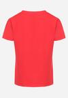 Czerwona Klasyczna Bawełniana Koszulka z Ozdobnym Nadrukiem Dimitha
