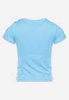 Niebieska Koszulka T-shirt z Elastycznej Bawełny z Zabawnym Nadrukiem Varnalia