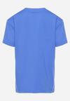 Niebieska Klasyczna Bawełniana Koszulka z Bajkowym Nadrukiem Mobbia