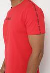 Czerwona Bawełniana Koszulka T-shirt z Nadrukiem Dorolia