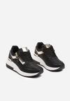 Czarne Sneakersy na Grubej Podeszwie z Metalicznymi Wstawkami Trisstine