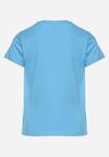 Niebieska Koszulka T-shirt z Nadrukiem z Kotem Palialia