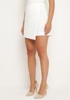 Białe Spódnico-Szorty z Wysokim Stanem Zapinane na Suwak Nestadella