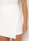 Białe Spódnico-Szorty z Wysokim Stanem Zapinane na Suwak Nestadella