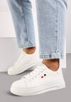 Białe Casualowe Sneakersy na Grubej Podeszwie z Metalicznymi Wstawkami Vailia