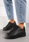 Czarne Casualowe Sneakersy na Grubej Podeszwie Tiadonia