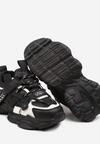 Czarne Płaskie Buty Sportowe Sneakersy na Rzep z Ozdobnym Sznurowaniem Testranie