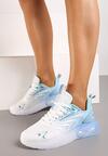 Biało-Niebieskie Płaskie Sznurowane Buty Sportowe Sneakersy Risanni