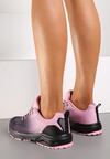 Różowo-Czarne Płaskie Sznurowane Buty Sportowe Sneakersy Risavette