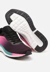 Różowo-Czarne Płaskie Sznurowane Buty Sportowe Sneakersy Ozdobione Kolorowym Paskiem Risanny
