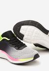 Szaro-Czarne Płaskie Sznurowane Buty Sportowe Sneakersy Ozdobione Kolorowym Paskiem Risanny
