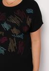 Czarny Klasyczny Bawełniany T-shirt Ozdobiony Cyrkoniami Christara