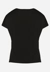 Czarny Klasyczny Bawełniany T-shirt z Nadrukiem Wiloa