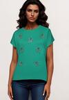 Zielony T-shirt z Bawełny z Kokardkami Ozdobionymi Cyrkoniami Rissamore