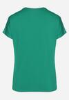 Zielony Klasyczny T-shirt z Bawełny Ozdobiony Nadrukiem i Cyrkoniami Kristinae
