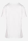 Biały Bawełniany T-shirt Wykończony z Przodu Cyrkoniami Hulilla