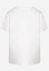 Biały Klasyczny T-shirt z Bawełny Ozdobiony Nadrukiem Risaline