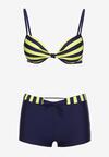 Zielono-Granatowe Bikini Dwuczęściowe Stanik z Usztywnionymi Miseczkami Szorty z Paskiem Vivadia