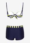 Zielono-Granatowe Bikini Dwuczęściowe Stanik z Usztywnionymi Miseczkami Szorty z Paskiem Vivadia
