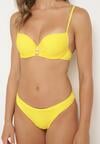 Żółte Bikini Stanik z Metalową Aplikacją Majtki Typu Figi Siateczkowe Szorty z Gumką Vikaella